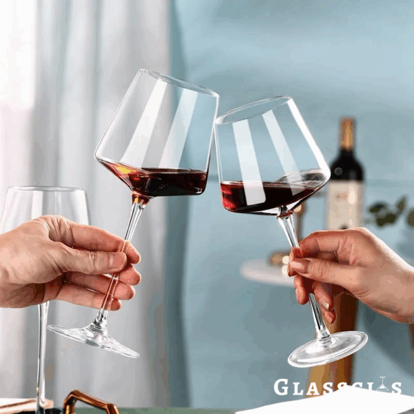 mamure Ultra-Thin Angular Crystal Wine Glasses – Modern Lightweight Stemware Set for Red & White Wine - Image 2