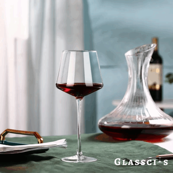 mamure Ultra-Thin Angular Crystal Wine Glasses – Modern Lightweight Stemware Set for Red & White Wine - Image 3