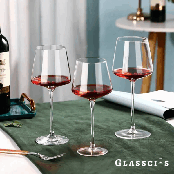 mamure Ultra-Thin Angular Crystal Wine Glasses – Modern Lightweight Stemware Set for Red & White Wine - Image 4