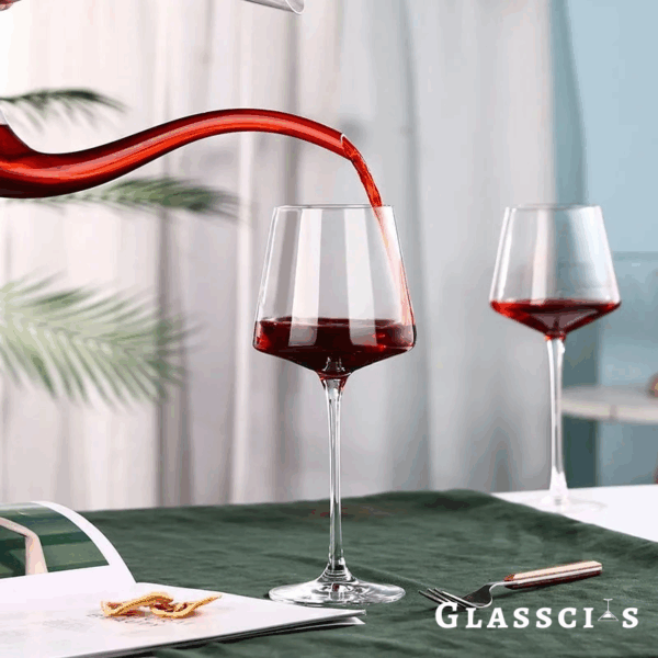 mamure Ultra-Thin Angular Crystal Wine Glasses – Modern Lightweight Stemware Set for Red & White Wine - Image 5
