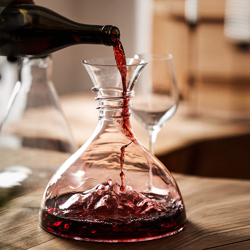 mamure Rotatable Wine Decanter with Wooden Stand – Spinning Crystal Carafe for Red & White Wine
