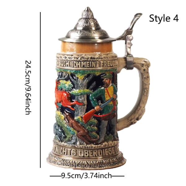 mamure Traditional German Beer Stein – Vintage Ceramic Mug with Lid - Image 5