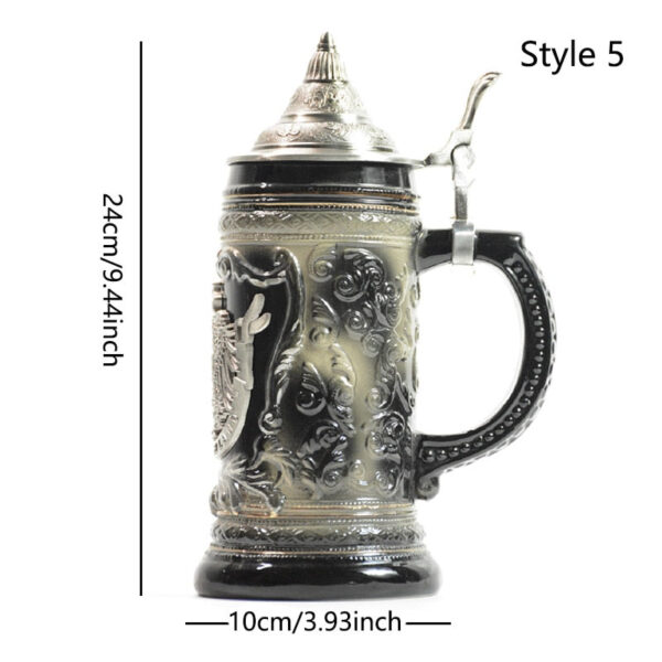 mamure Traditional German Beer Stein – Vintage Ceramic Mug with Lid - Image 6