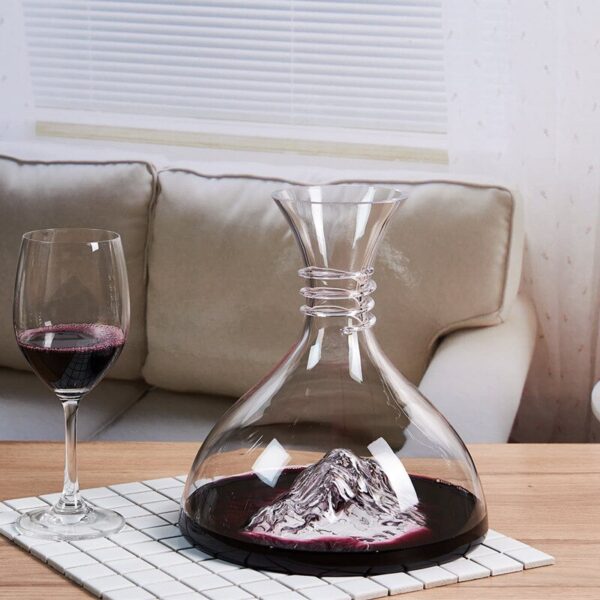 mamure Rotatable Wine Decanter with Wooden Stand – Spinning Crystal Carafe for Red & White Wine - Image 5