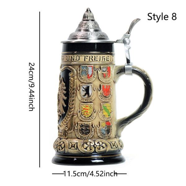 mamure Traditional German Beer Stein – Vintage Ceramic Mug with Lid - Image 9