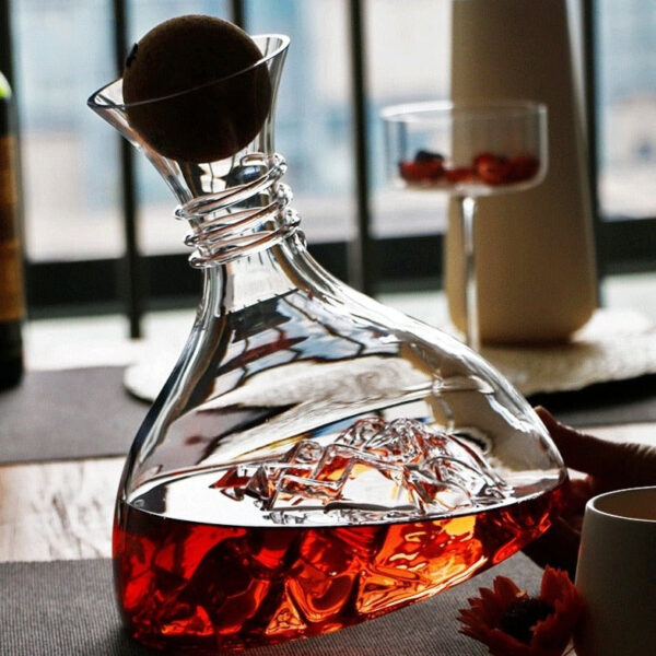 mamure Rotatable Wine Decanter with Wooden Stand – Spinning Crystal Carafe for Red & White Wine - Image 6
