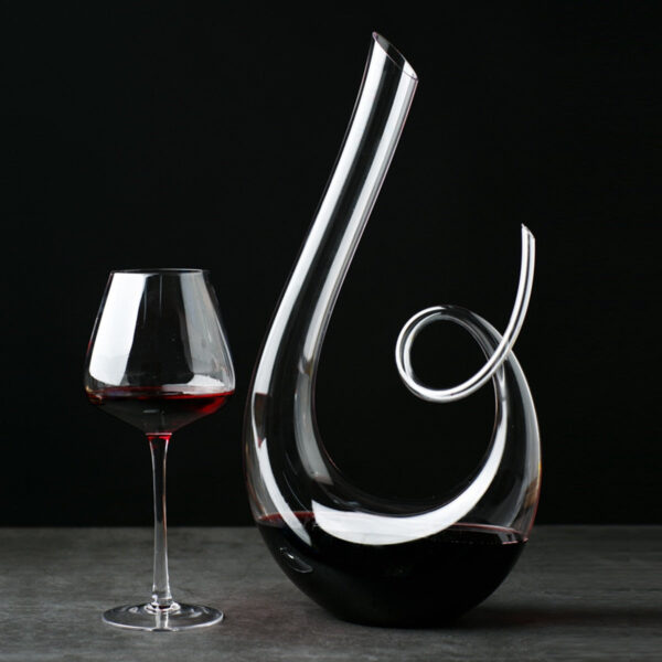 mamure Treble Wine Decanter – Artistic Crystal Glass Carafe for Red & White Wine Aeration - Image 3
