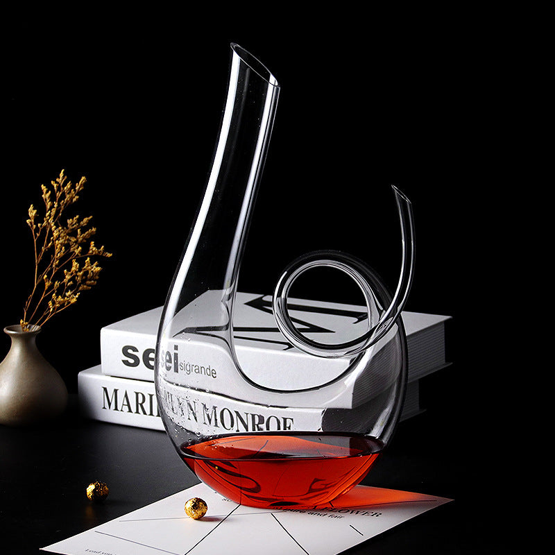 mamure Treble Wine Decanter – Artistic Crystal Glass Carafe for Red & White Wine Aeration